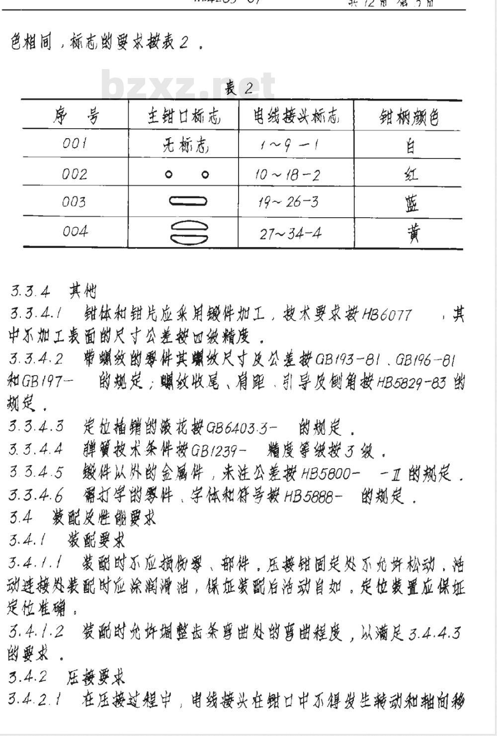 HB 4283-1989 电线小接头、死接头压接工具技术条件