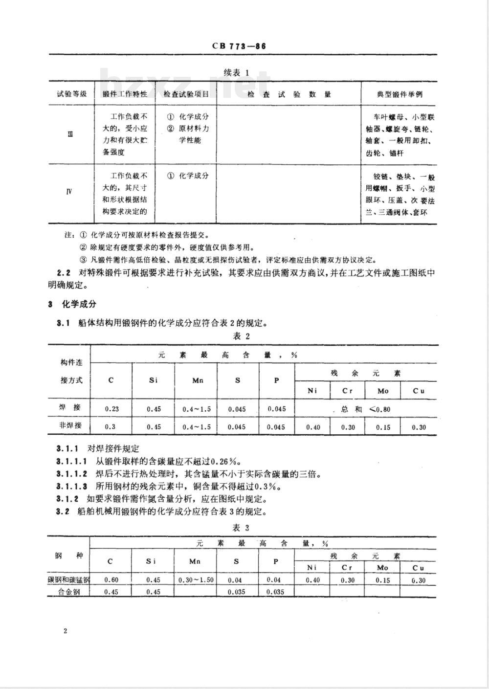 CB 773-1986 结构钢锻件技术条件
