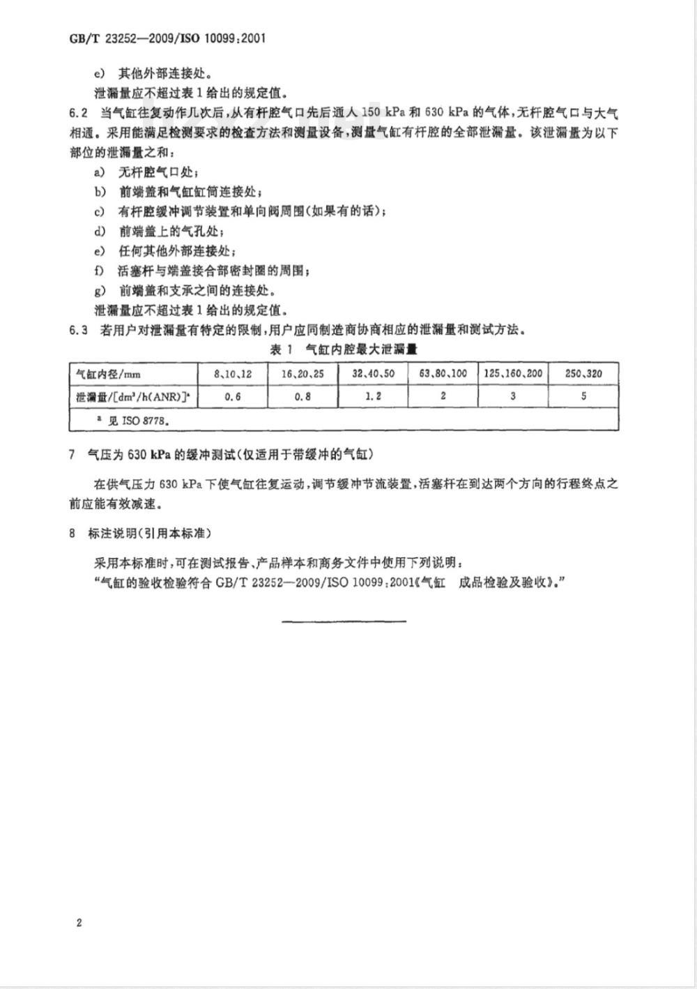 GB/T 23252-2009  气缸　成品检验及验收