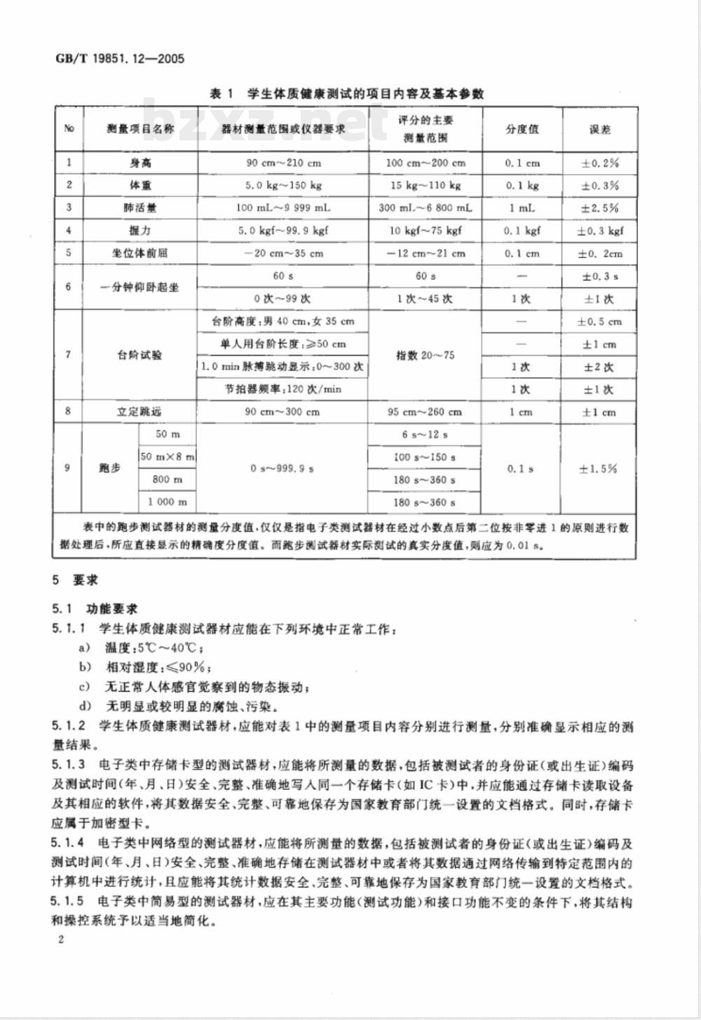 GB/T 19851.12-2005 中小学体育器材和场地 第12部分：学生体质健康测试器材