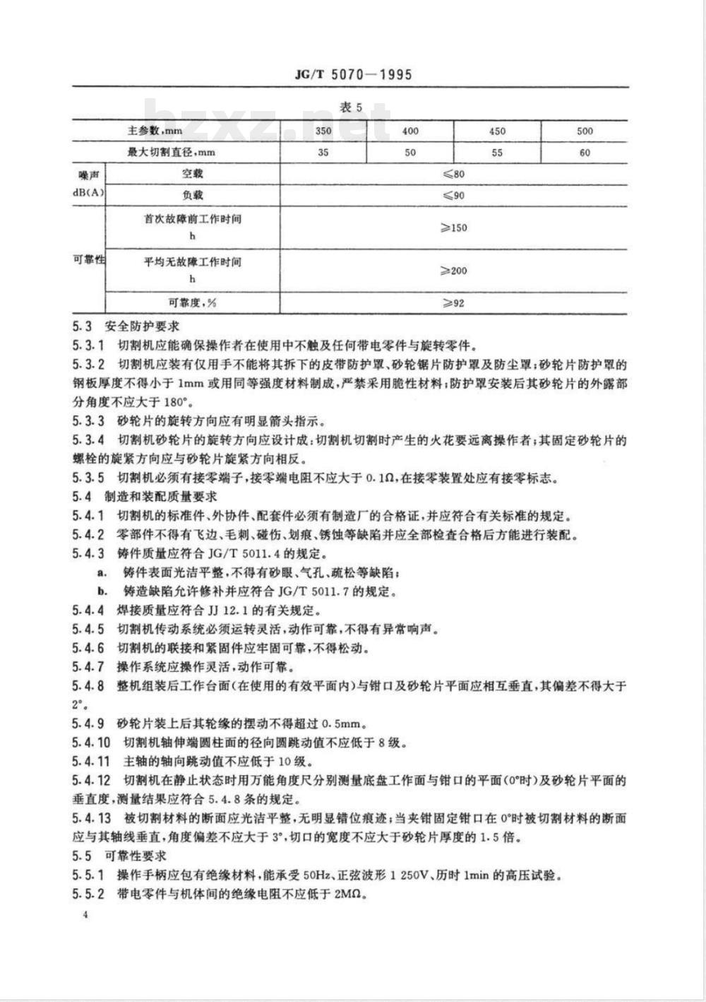 JG/T 5070-1995 型材切割机