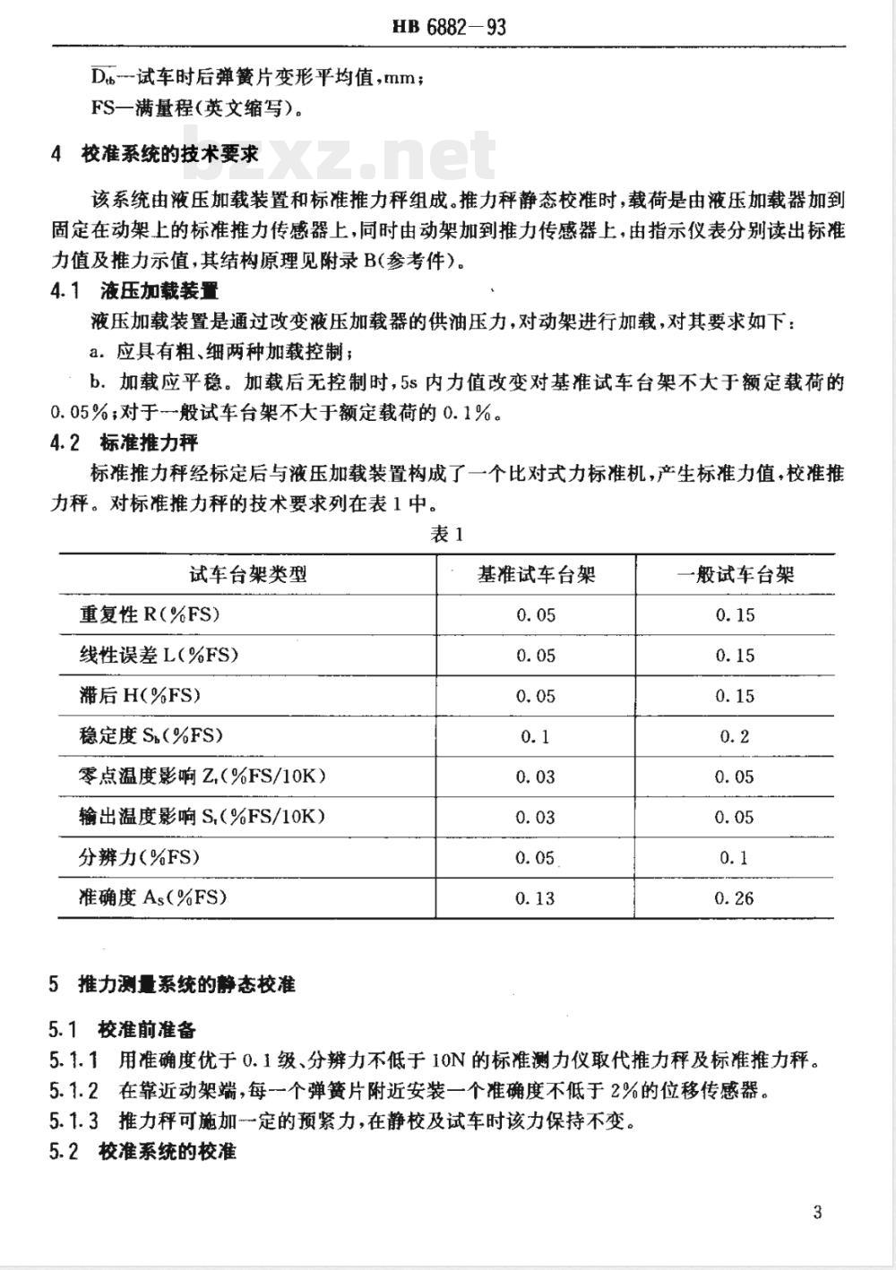 HB 6882-1993 涡轮喷气发动机试车台架推力测量系统校准