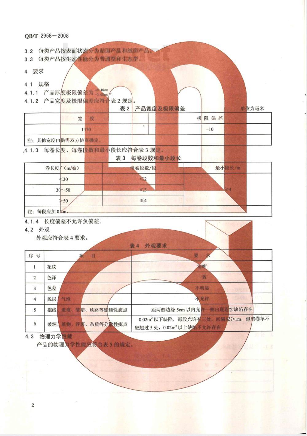 QB/T 2958-2008 服装用聚氨酯合成革