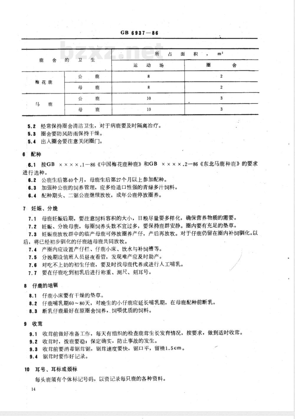 NY/T 31-1986 中国梅花鹿和东北马鹿的饲养管理技术规程