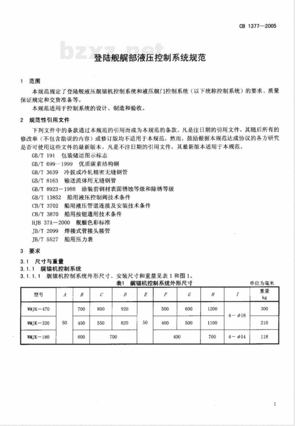 CB 1377-2005 登陆舰艉部液压控制系统规范