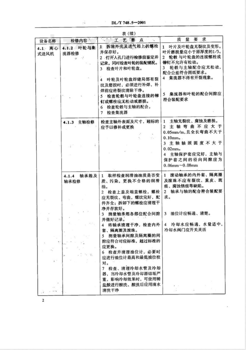 DL/T 748.5-2001 火力发电厂锅炉机组检修导则 第5部分：烟风系统检修