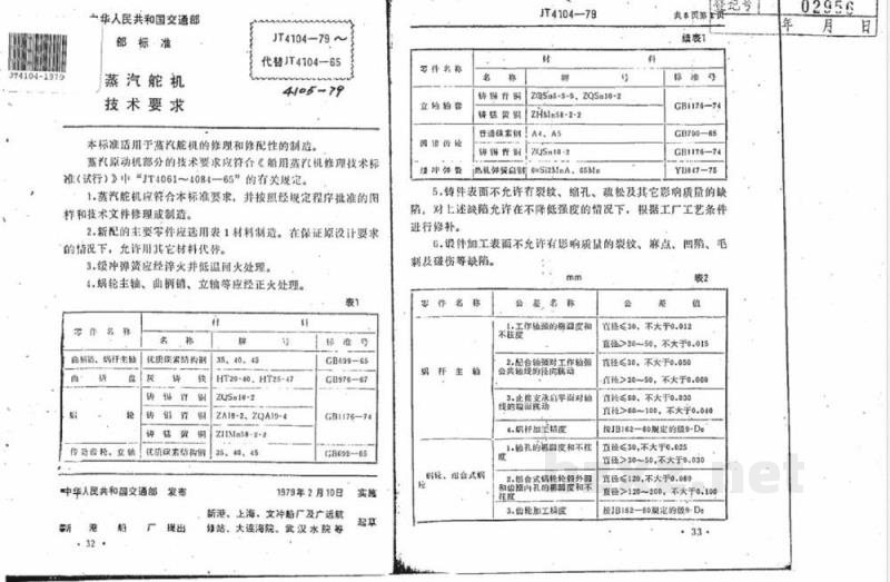 JT/T 4104-1979 船用蒸汽舵机技术要求