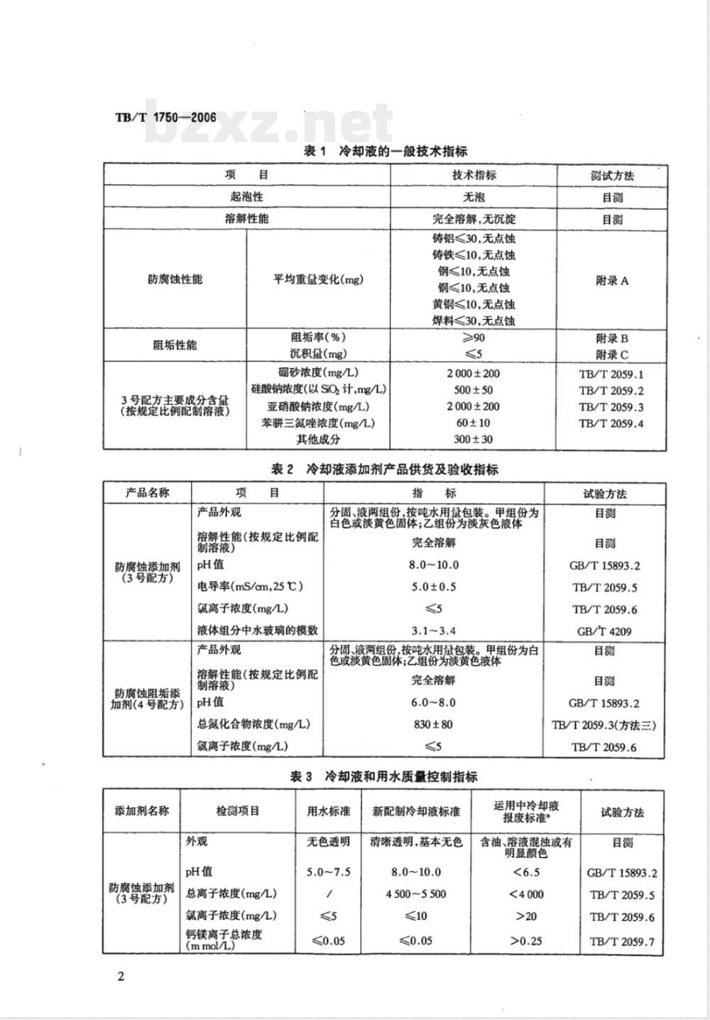 TB/T 1750-2006 内燃机车用冷却液