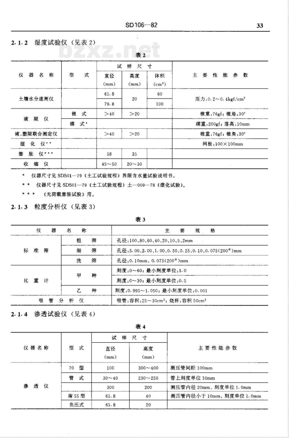SD 106-1982 土工试验仪器系列型谱