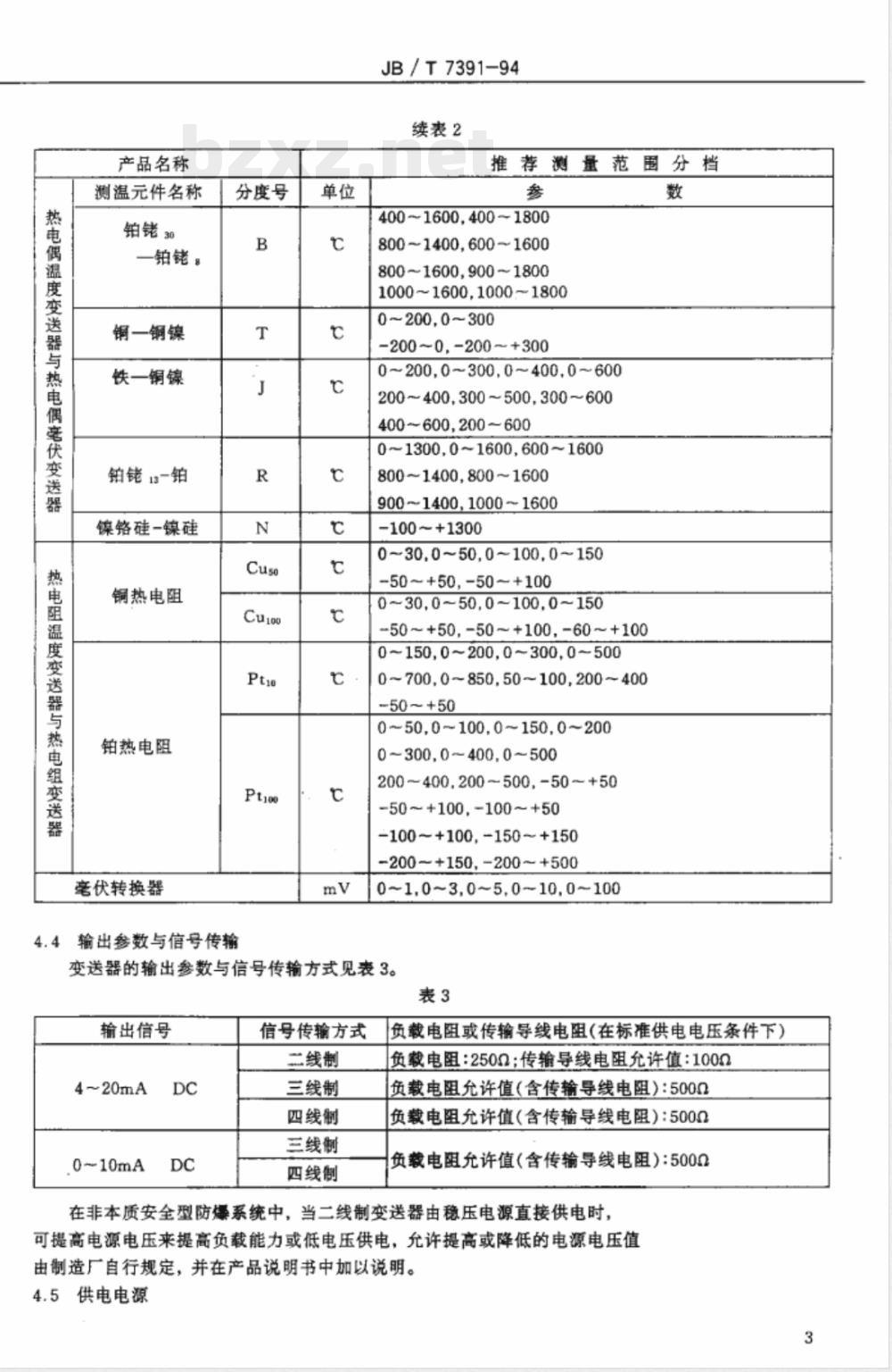 JB/T 7391-1994 电动单组合仪表 模块式温度变送器通用技术条件