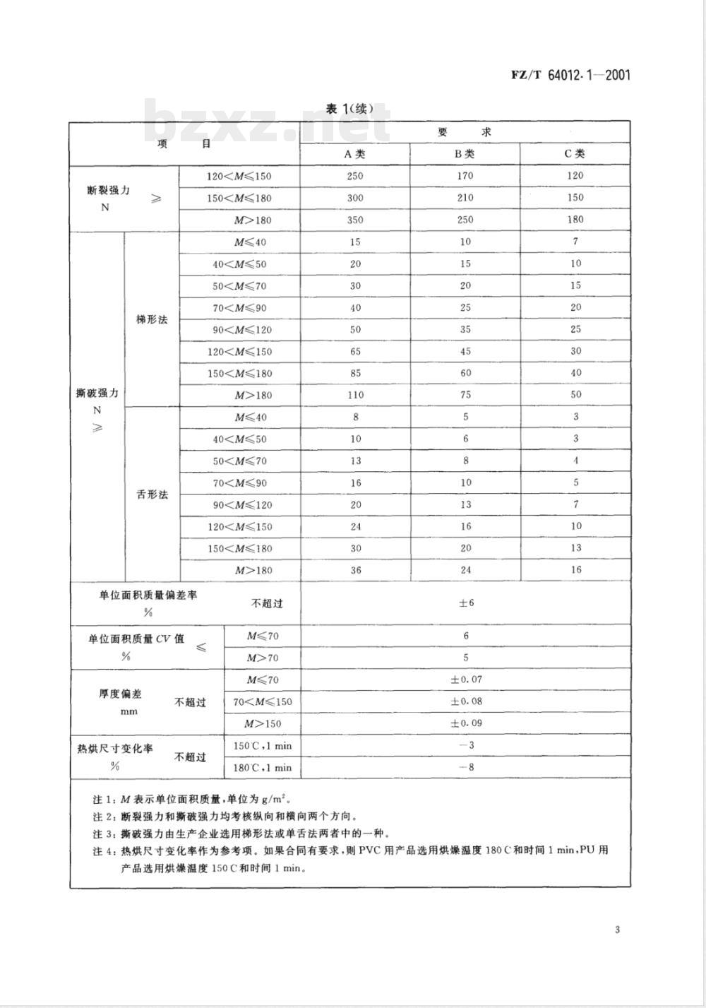 FZ/T 64012.1-2001 水刺法非织造布 第1部分:合成革基布