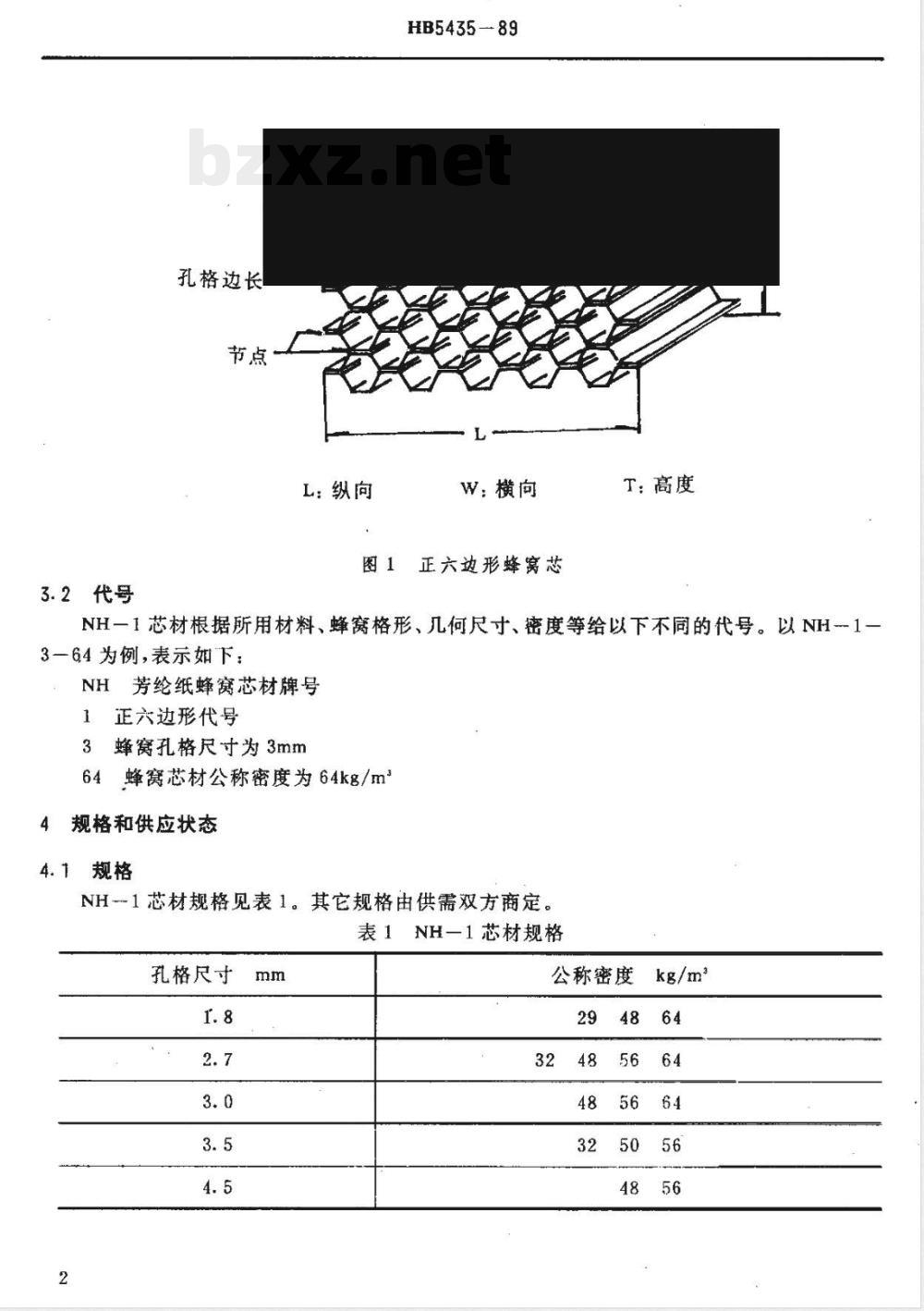 HB 5435-1989 ＮＨ－１芳纶纸蜂窝芯材