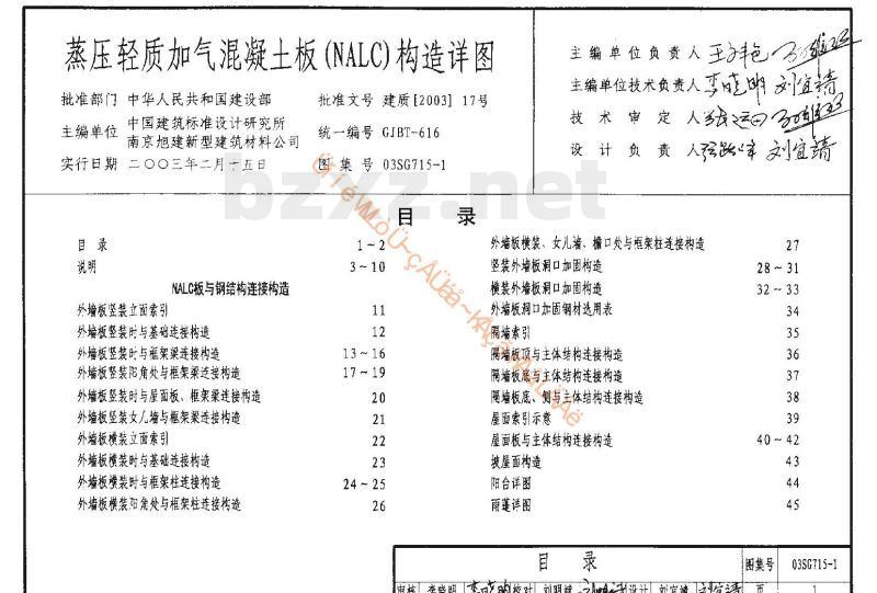 03SG715-1 蒸压轻质加气混凝土板（NALC）