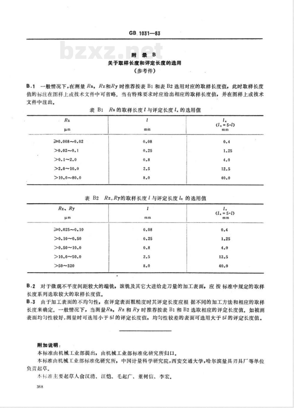 GB 1031-1983 表面粗糙度参数及其数值