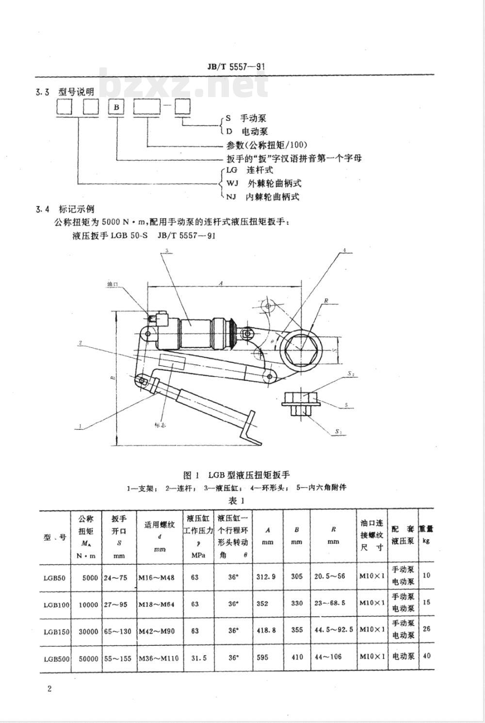 JB/T 5557-1991 液压扭矩扳手 JB/T 5557-1991 液压扭矩扳手
