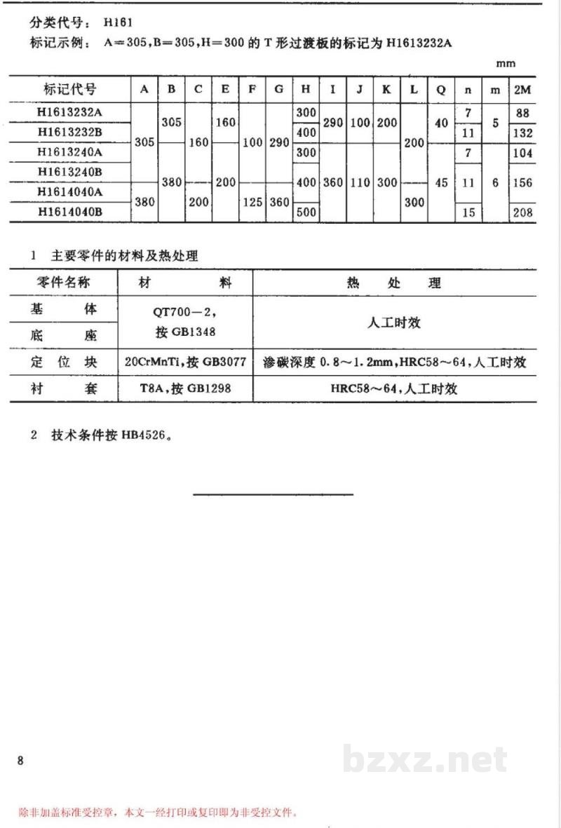 HB 4527.4-1991 Ｈ型孔系组合夹具多夹具基础件 Ｔ形过渡板