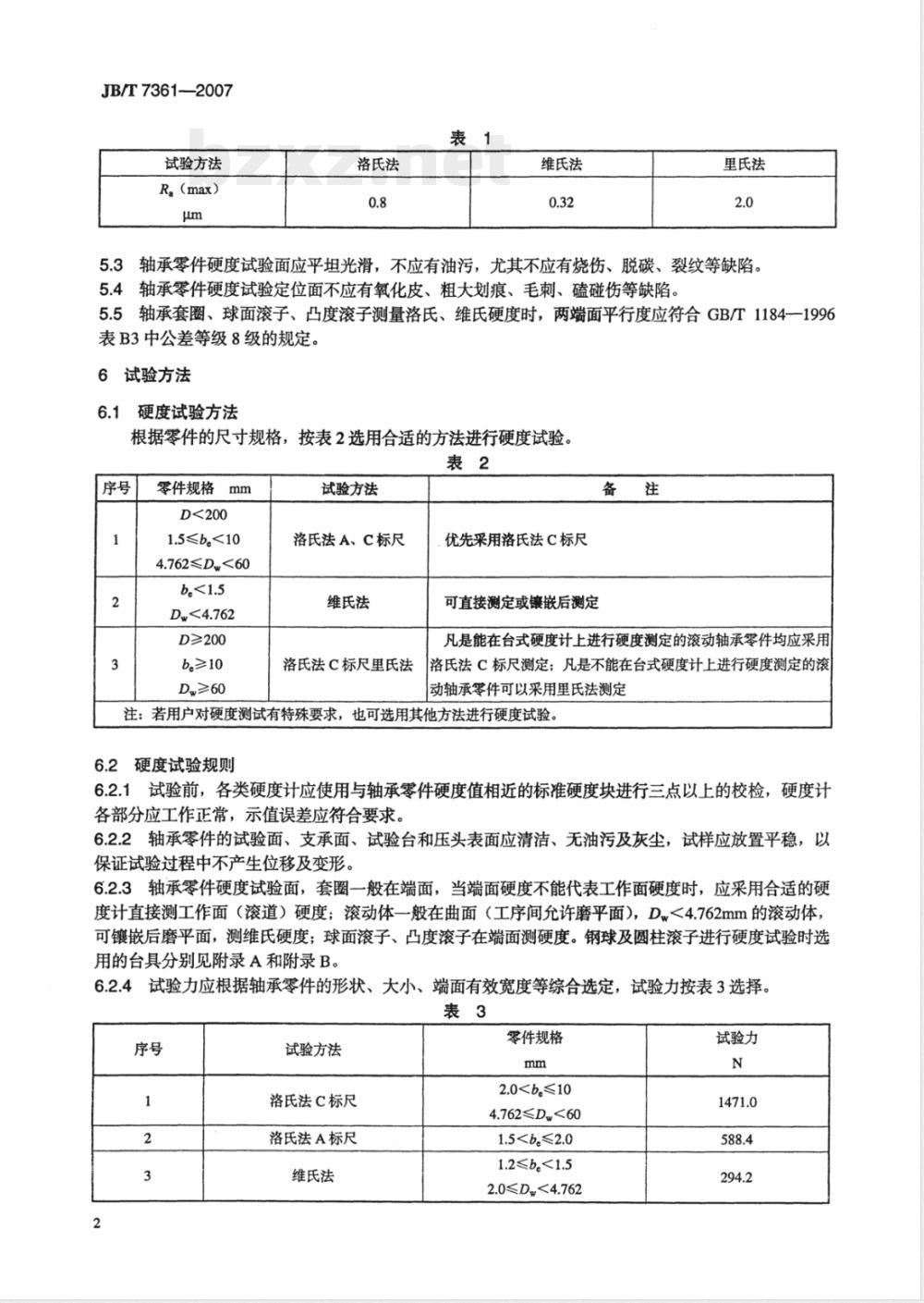 JB/T 7361-2007 滚动轴承 零件硬度试验方法