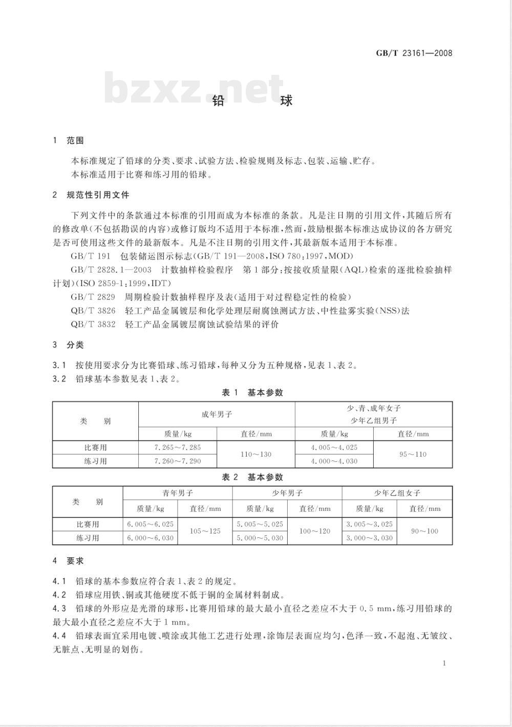 GB/T 23161-2008 铅球