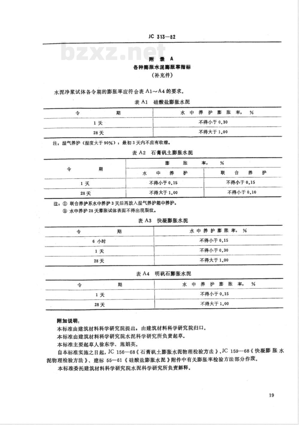 JC 313-1982(1996) 膨胀水泥膨胀率检验方法