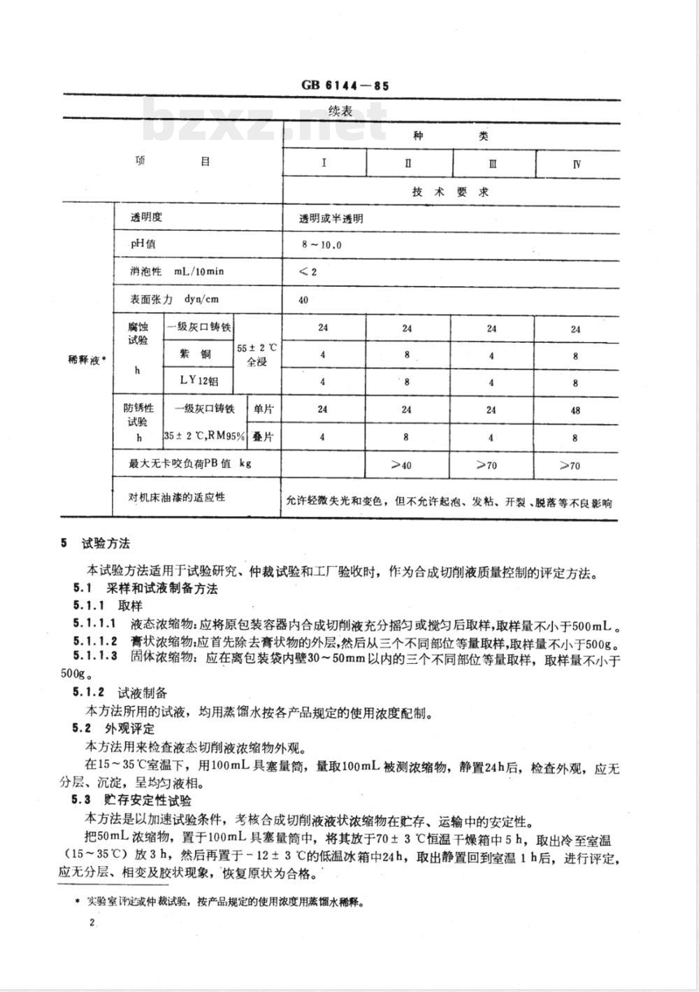 GB 6144-1985 合成切削液