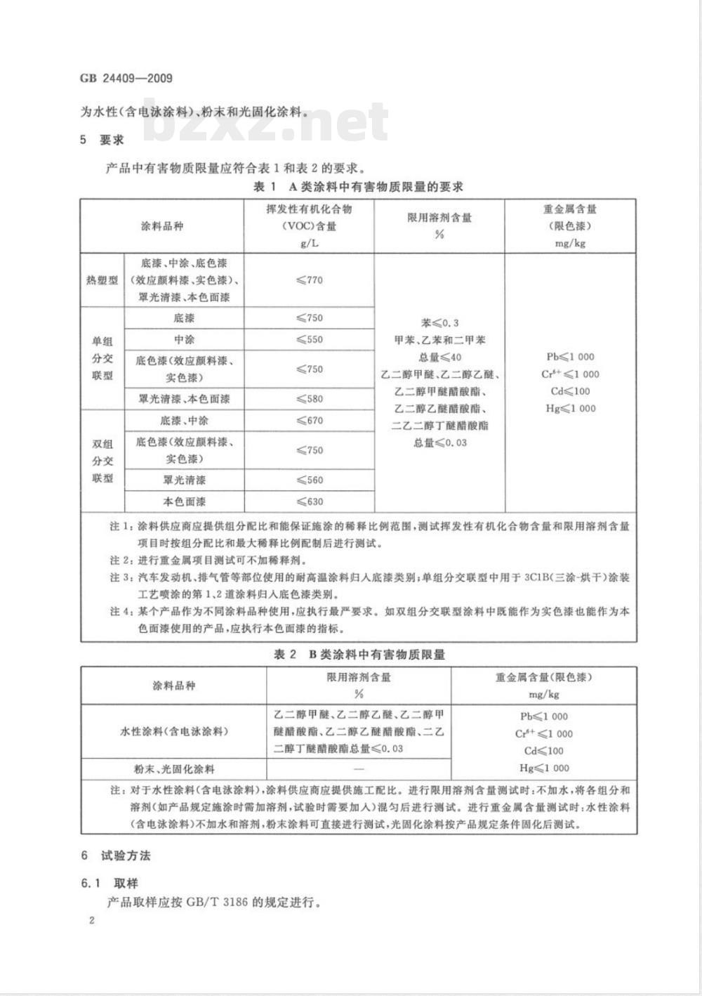GB 24409-2009  汽车涂料中有害物质限量