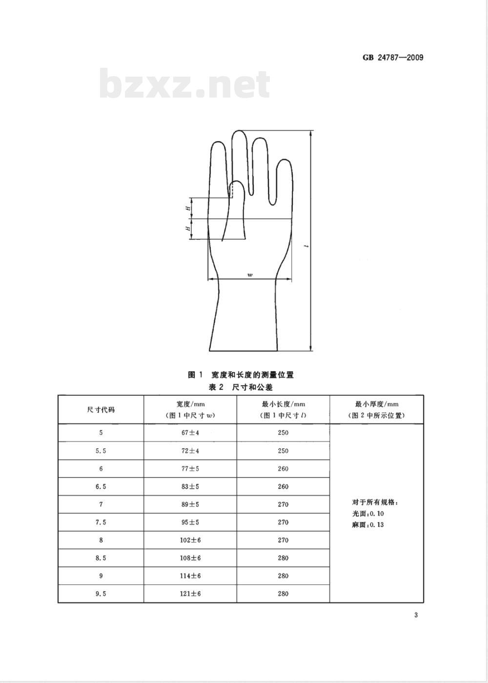 GB 24787-2009  一次性使用非灭菌橡胶外科手套