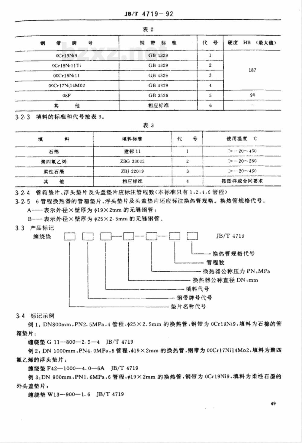 JB/T 4719-1992 管壳式换热器用缠绕垫片