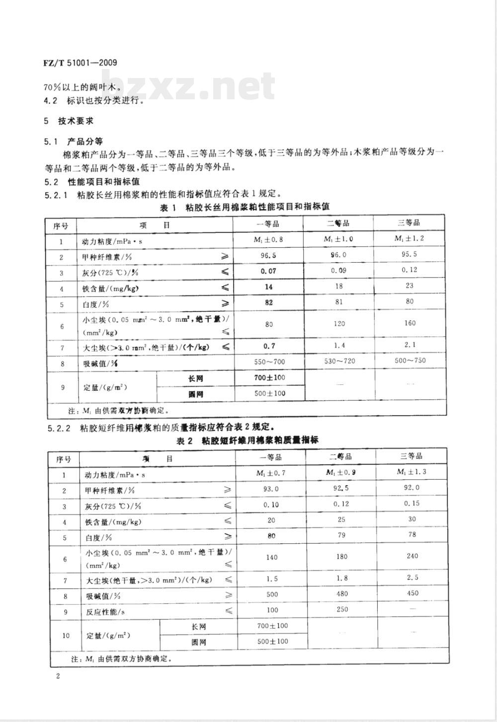 FZ/T 51001-2009 粘胶纤维用浆粕
