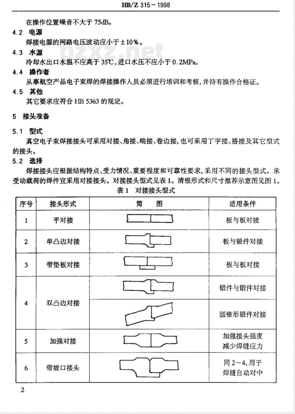 HB/Z 315-1998 高温合金、不锈钢真空电子束焊接工艺