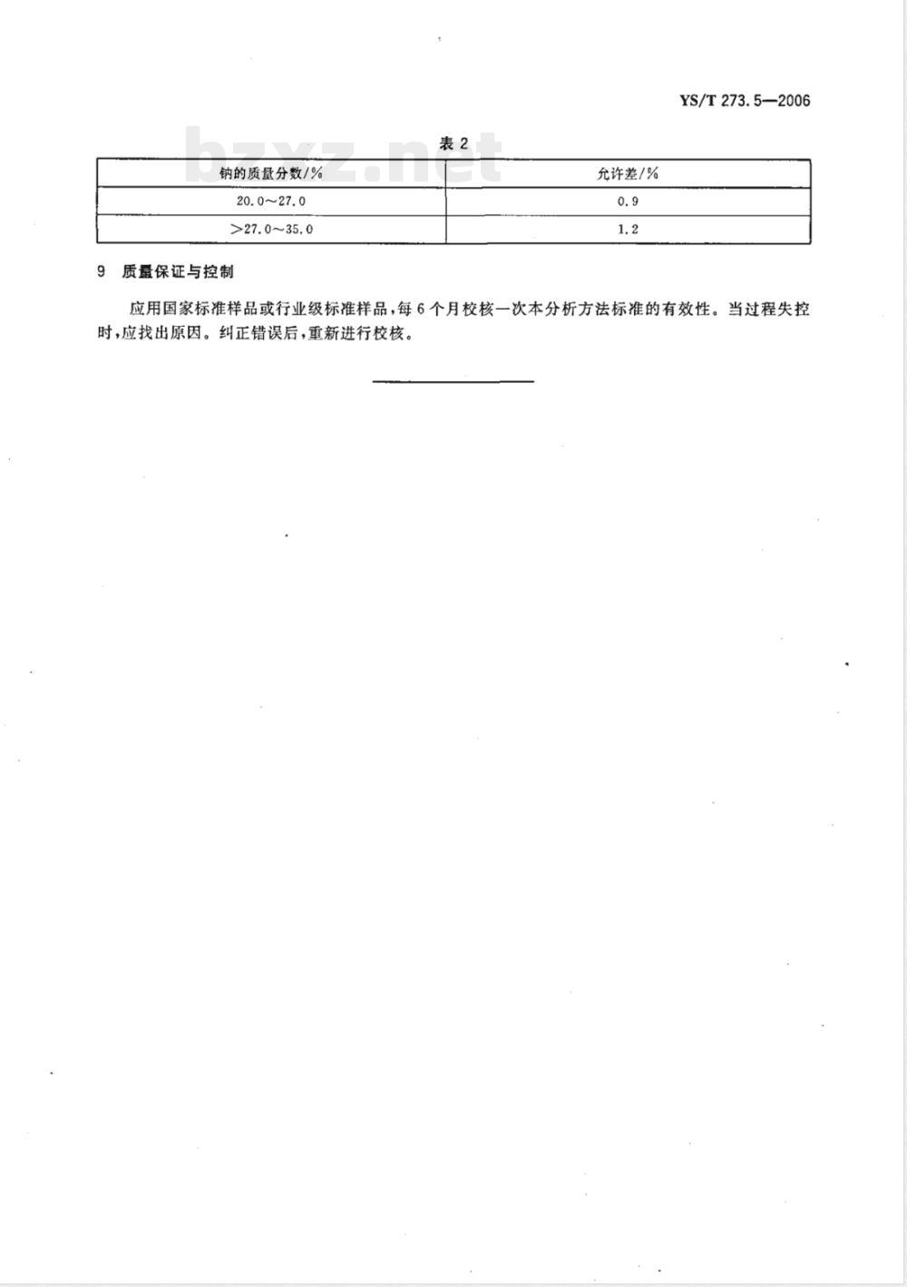 YS/T 273.5-2006 冰晶石化学分析方法和物理性能测定方法 第5部分: 火焰原子吸收光谱法测定钠含量