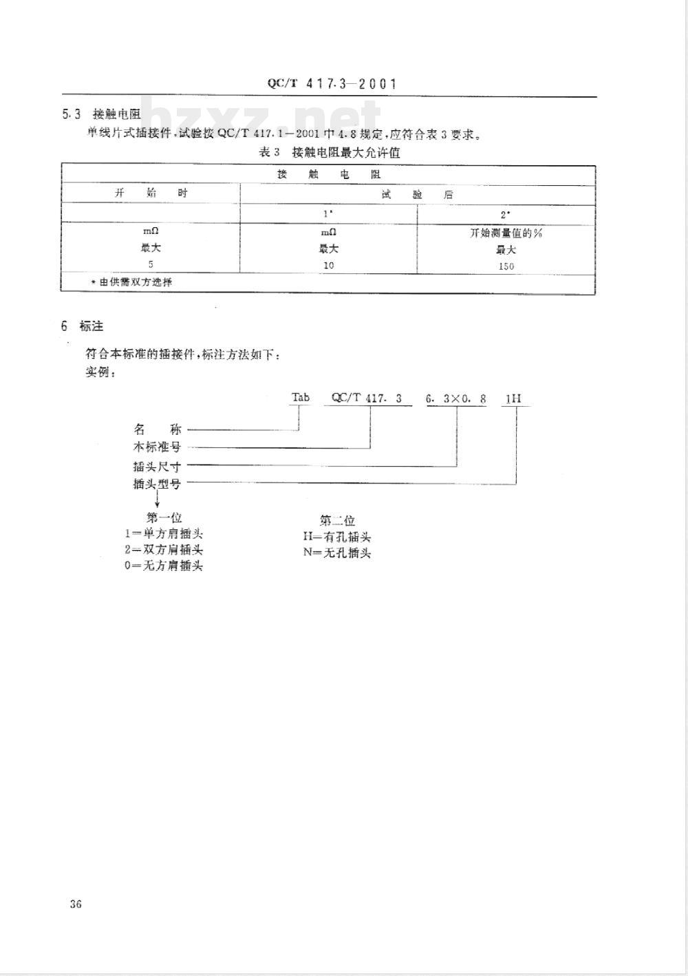 QC/T 417.3-2001 车用电线束插接器 第3部分 单线片式插接件的尺寸和特殊要求
