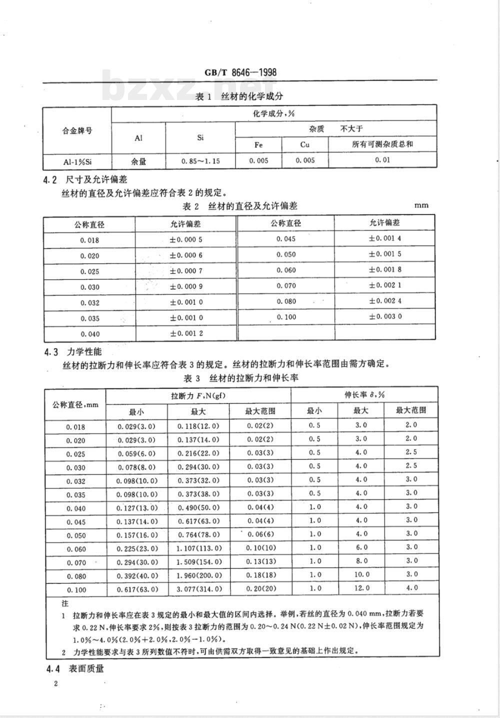 YS/T 543-2006 半导体键合铝-1%硅细丝