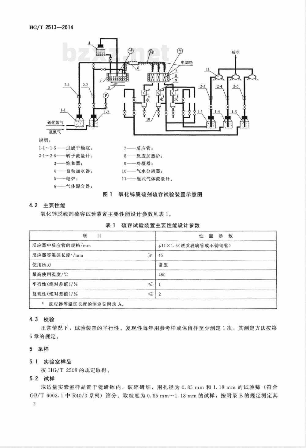 HG/T 2513-2014氧化锌脱硫剂硫容试验方法 