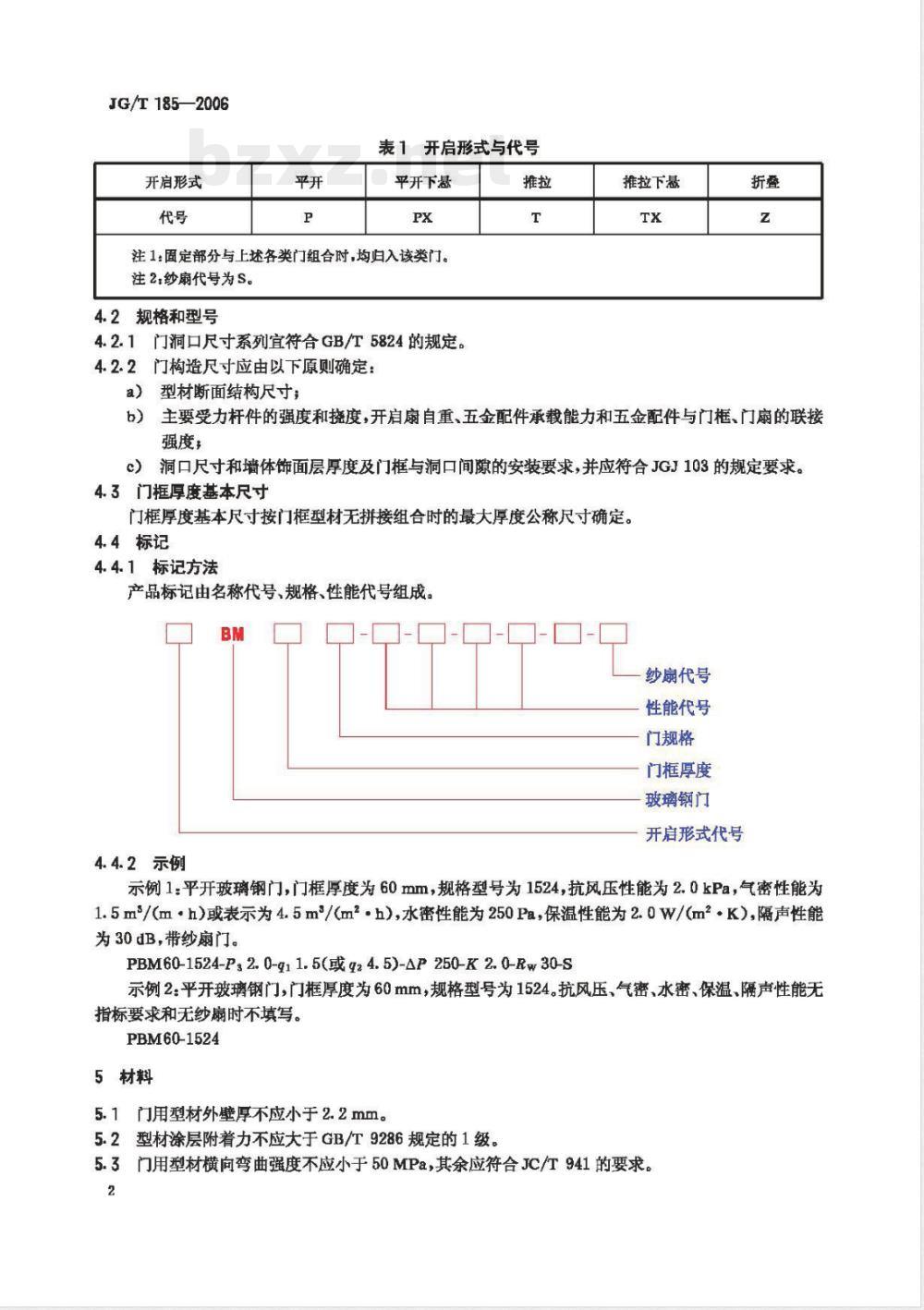 JG/T 185-2006 玻璃纤维增强塑料(玻璃钢)门