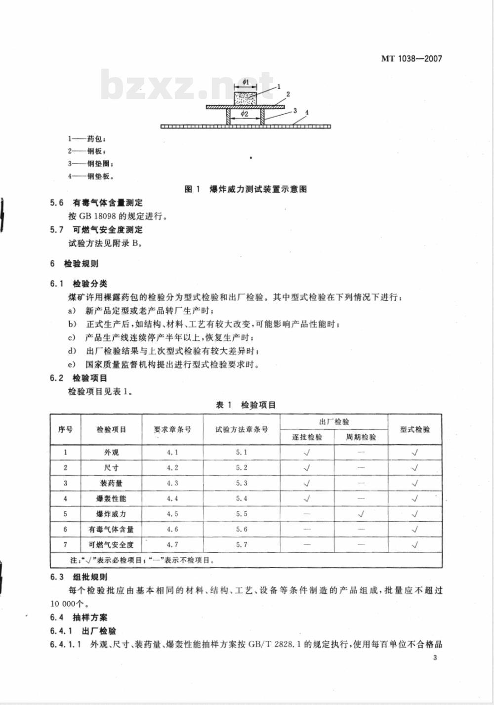 MT 1038-2007 煤矿许用裸露药包技术条件