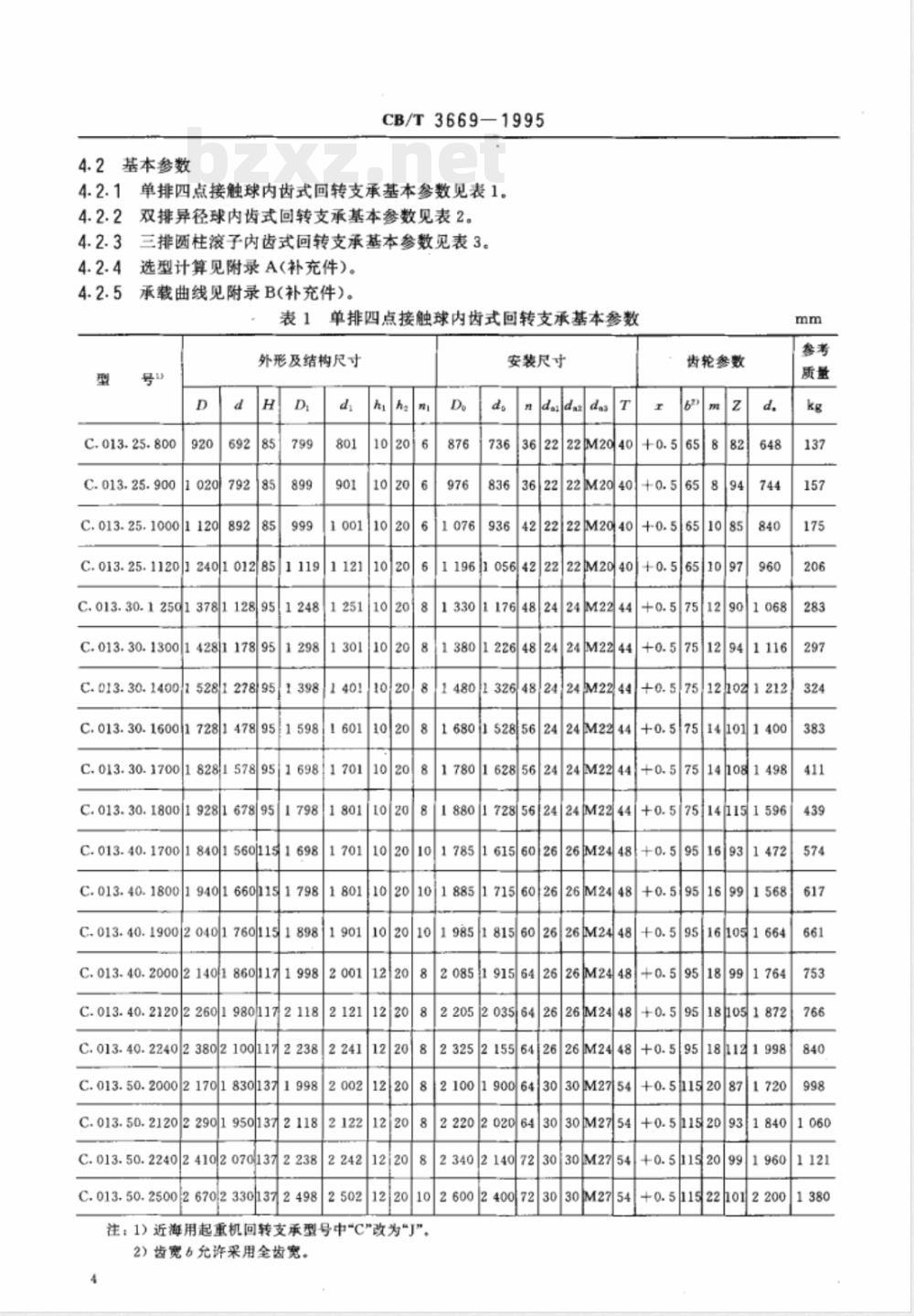 CB/T 3669-1995 船用起重机回转支承