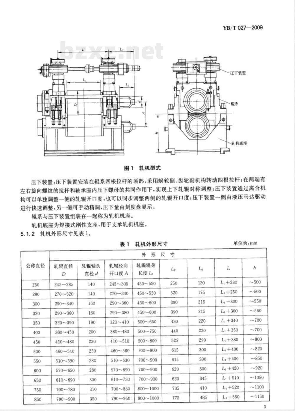 YB/T 027-2009SY型高刚度轧钢机 