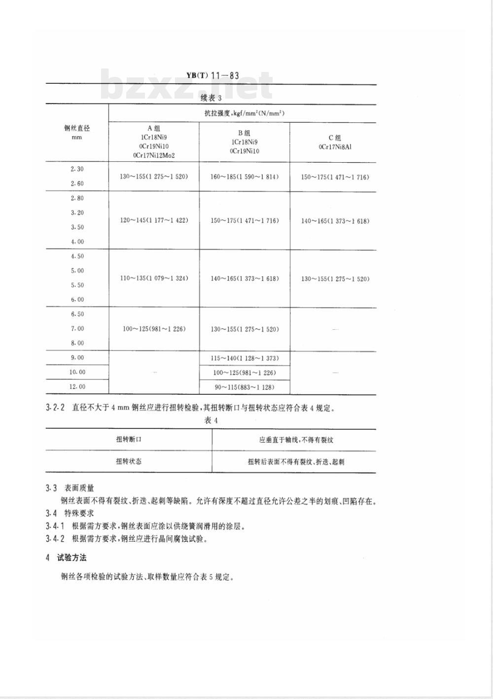 YB/T 11-1983弹簧用不锈钢丝 