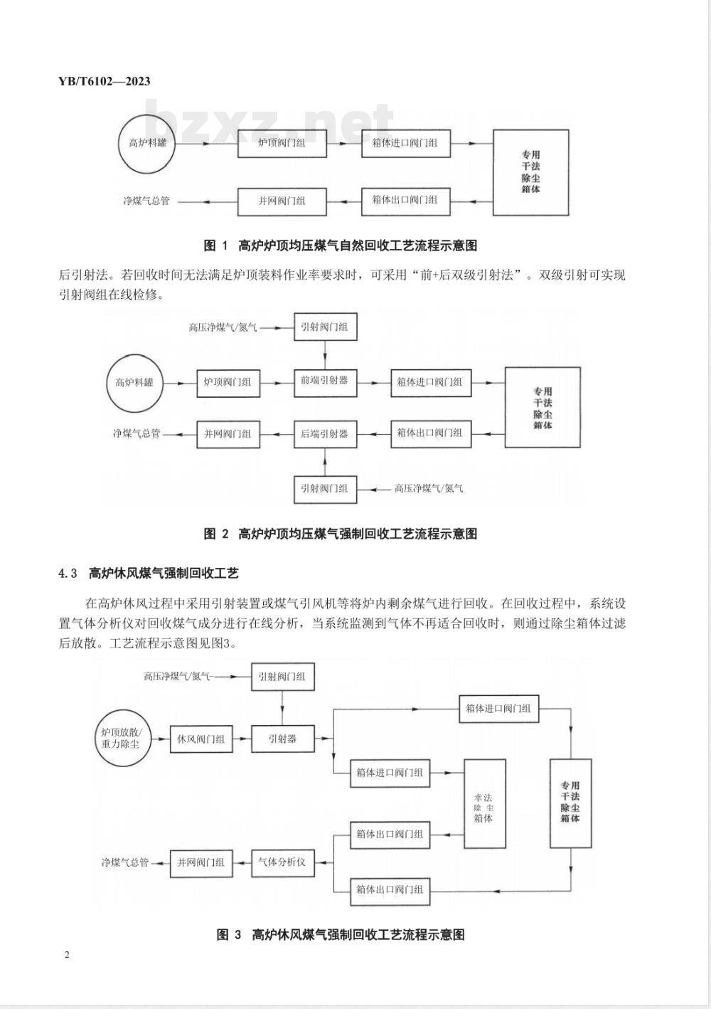 YB/T 6102-2023高炉炉顶均压煤气及休风煤气回收技术要求 