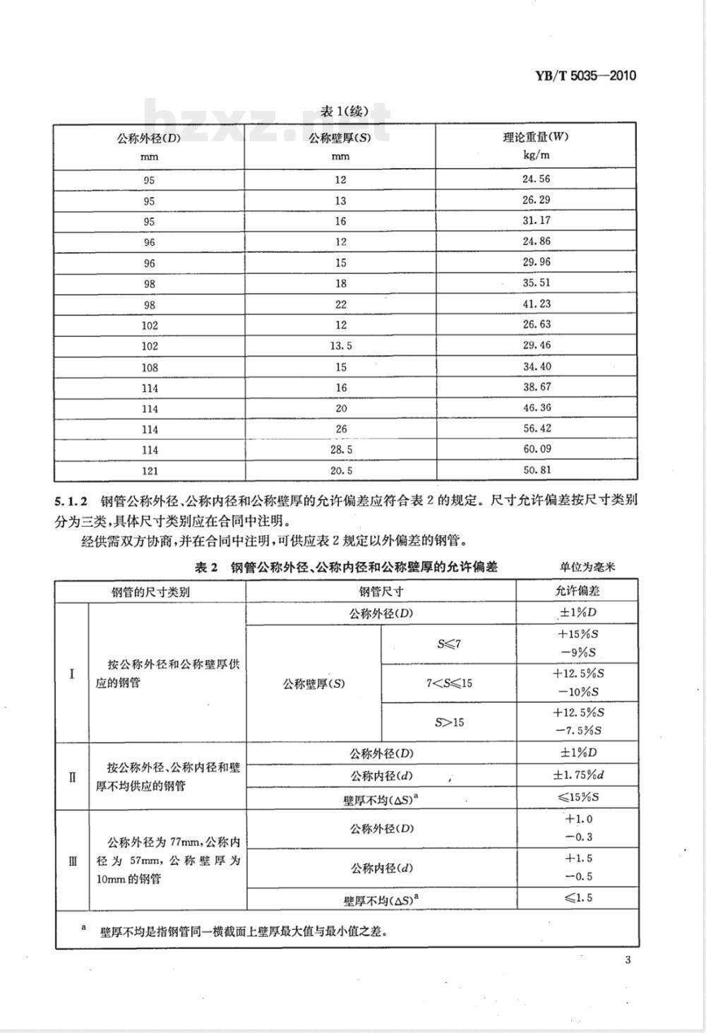 YB/T 5035-2010汽车半轴套管用无缝钢管 