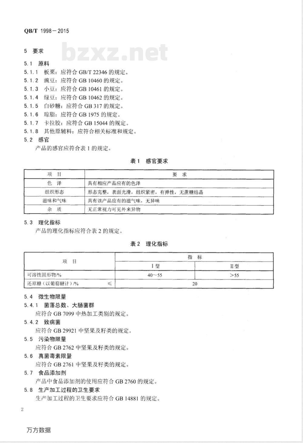 QB/T 1998-2015栗（豆）羊羹 