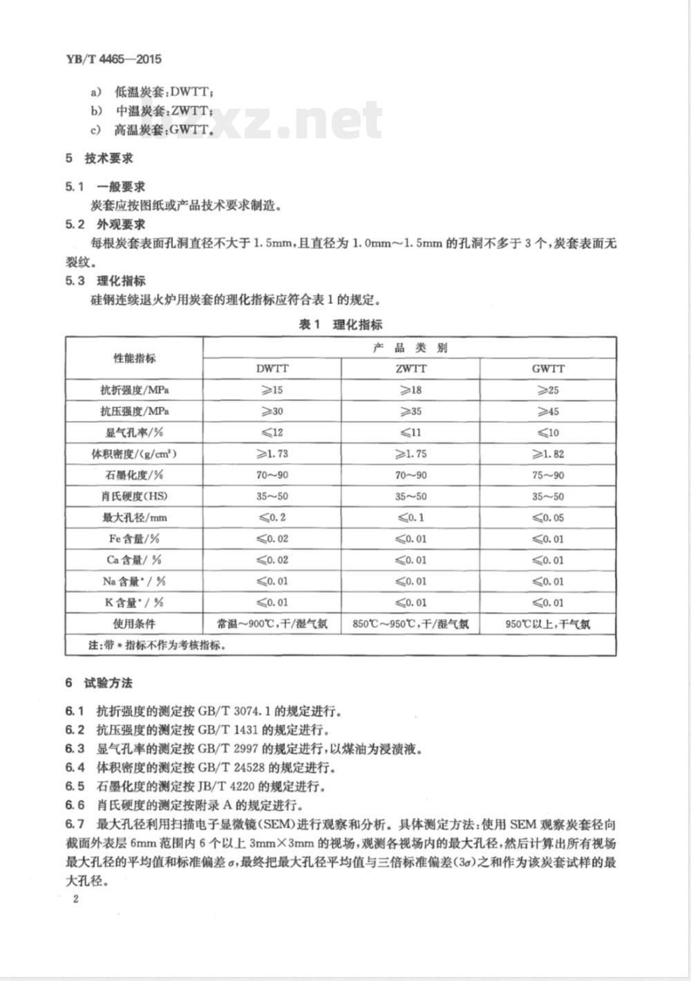 YB/T 4465-2015硅钢连续退火炉用炭套 