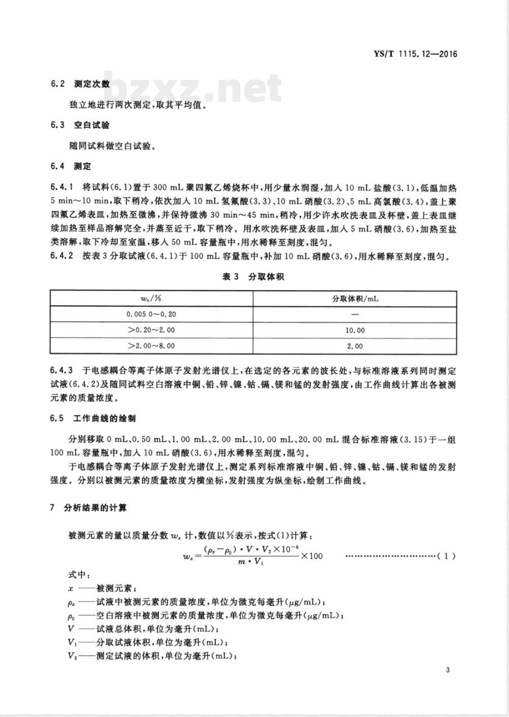 YS/T 1115.12-2016铜原矿和尾矿化学分析方法 第12部分：铜、铅、锌、镍、钴、镉、镁和锰量的测定 电感耦合等离子体原子发射光谱法 