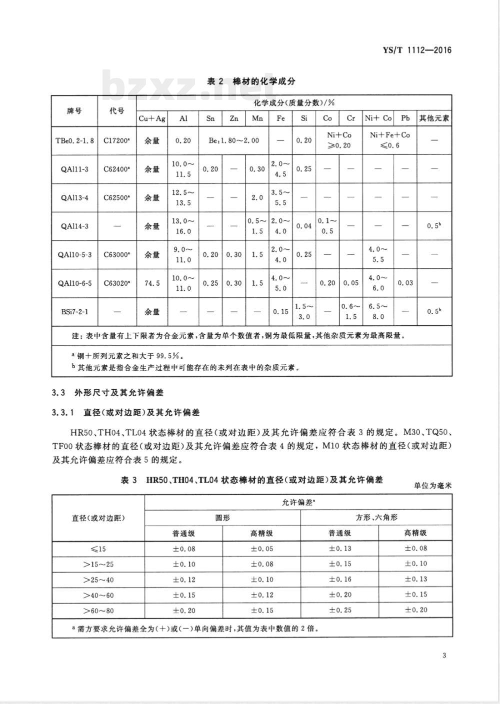 YS/T 1112-2016精密模具材料用铜合金棒材 