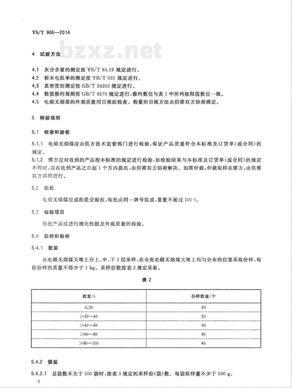 YS/T 966-2014阴极炭块用电煅无烟煤 
