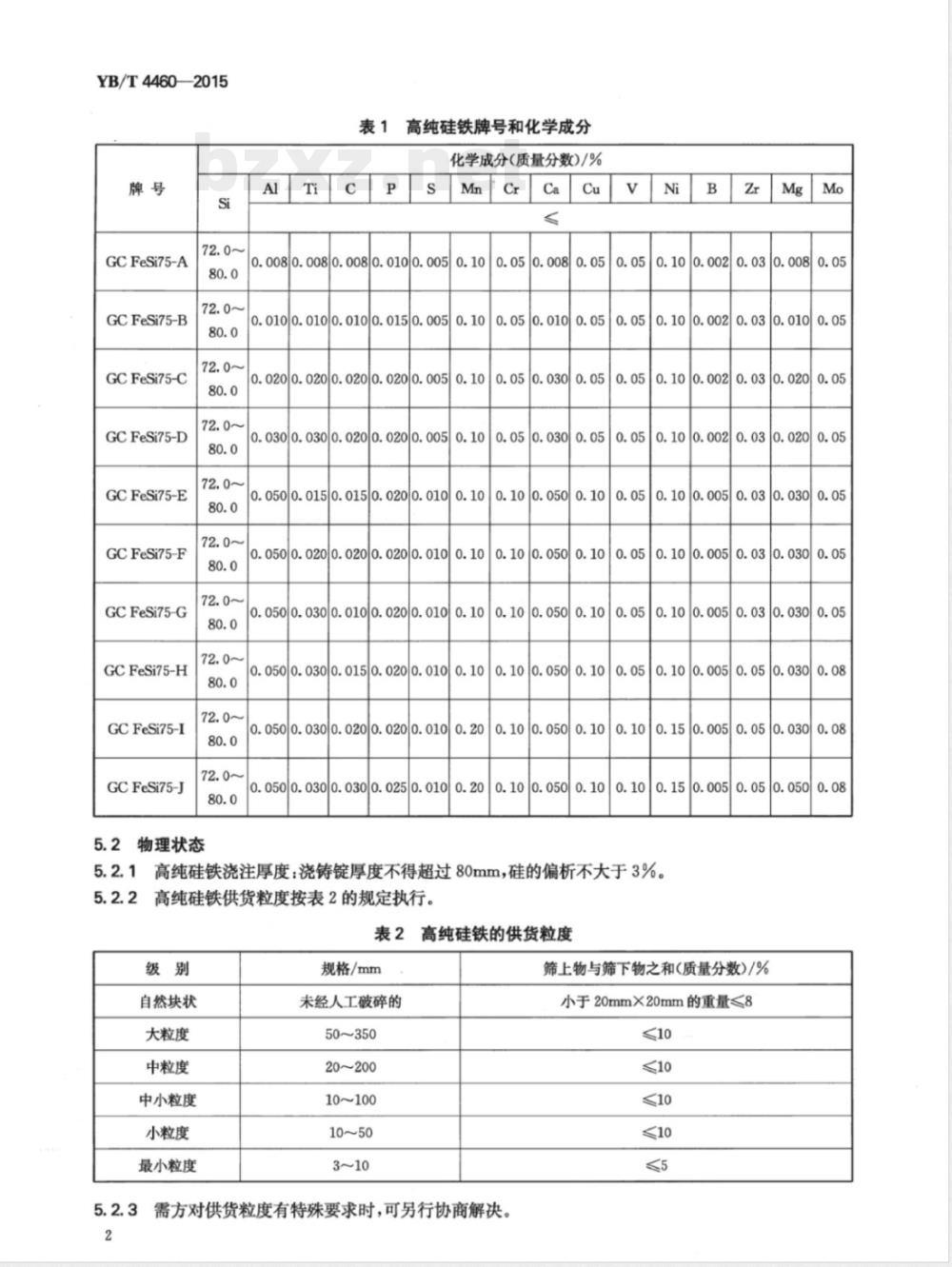 YB/T 4460-2015高纯硅铁 