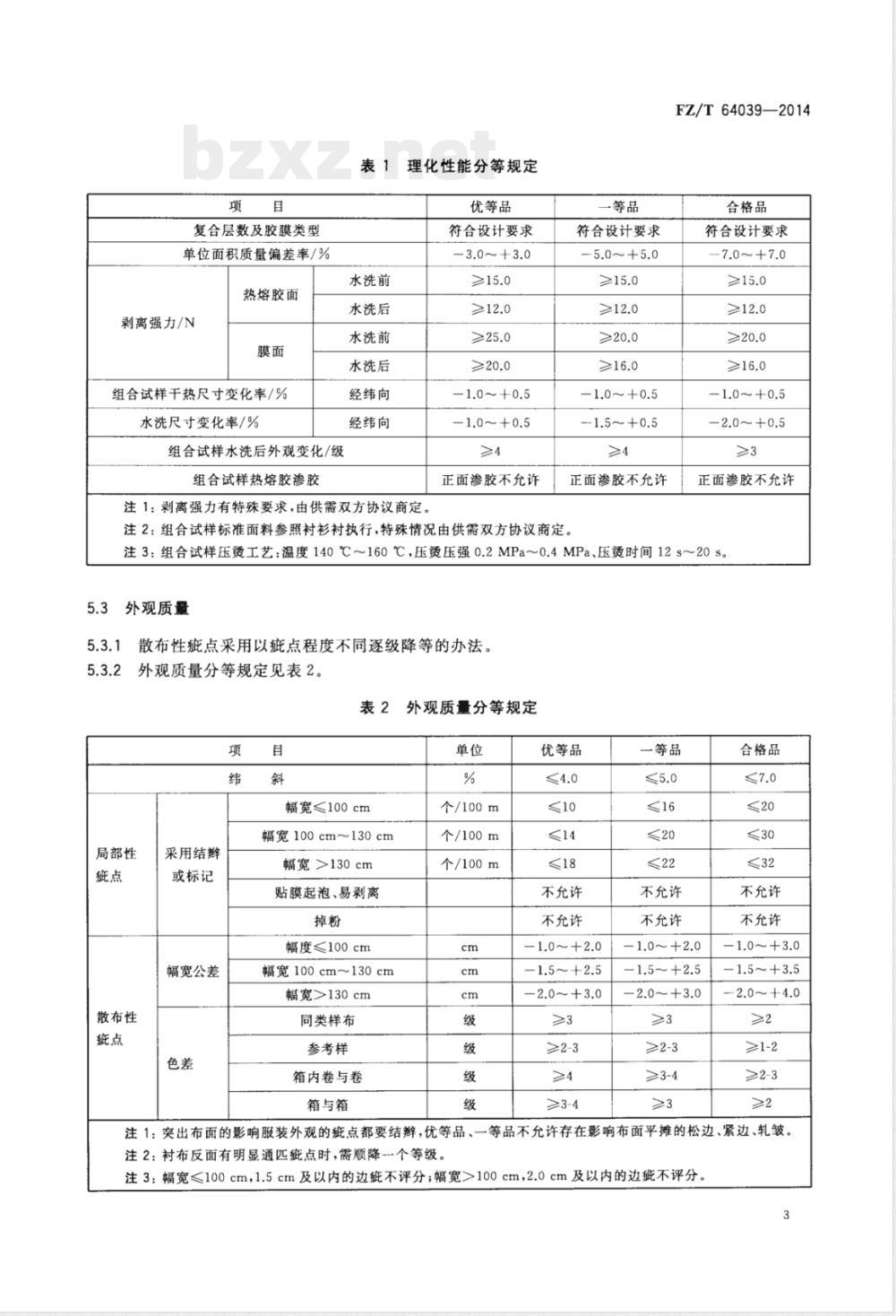 FZ/T 64039-2014机织复膜粘合衬 