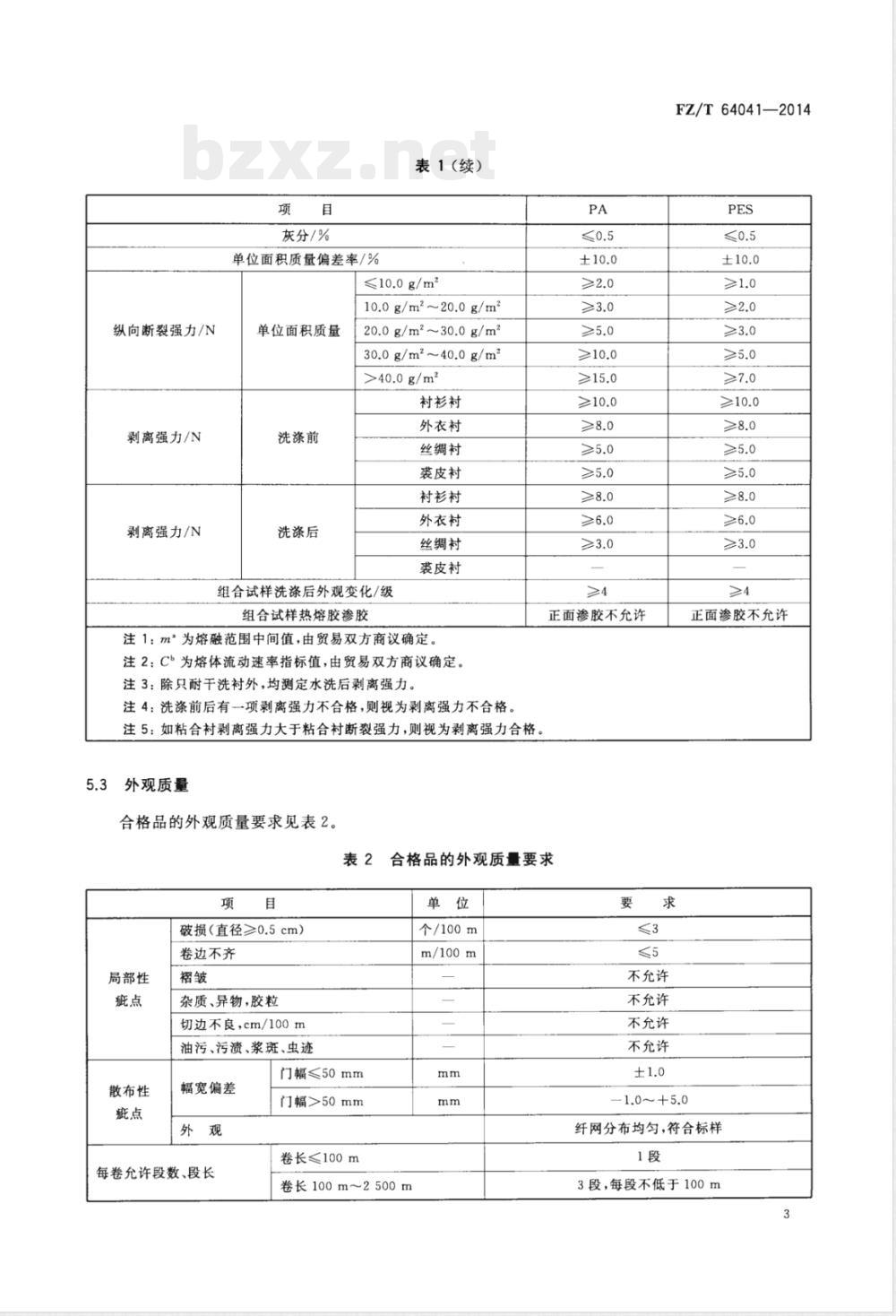 FZ/T 64041-2014熔喷纤网非织造粘合衬 
