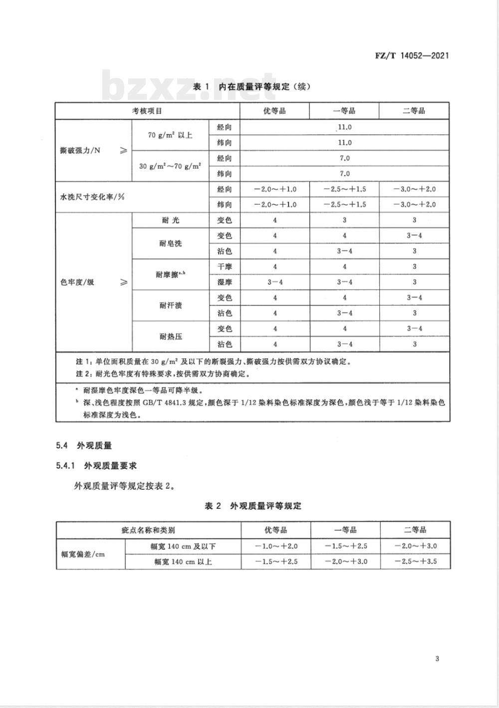FZ/T 14052-2021锦纶与涤纶交织印染布 