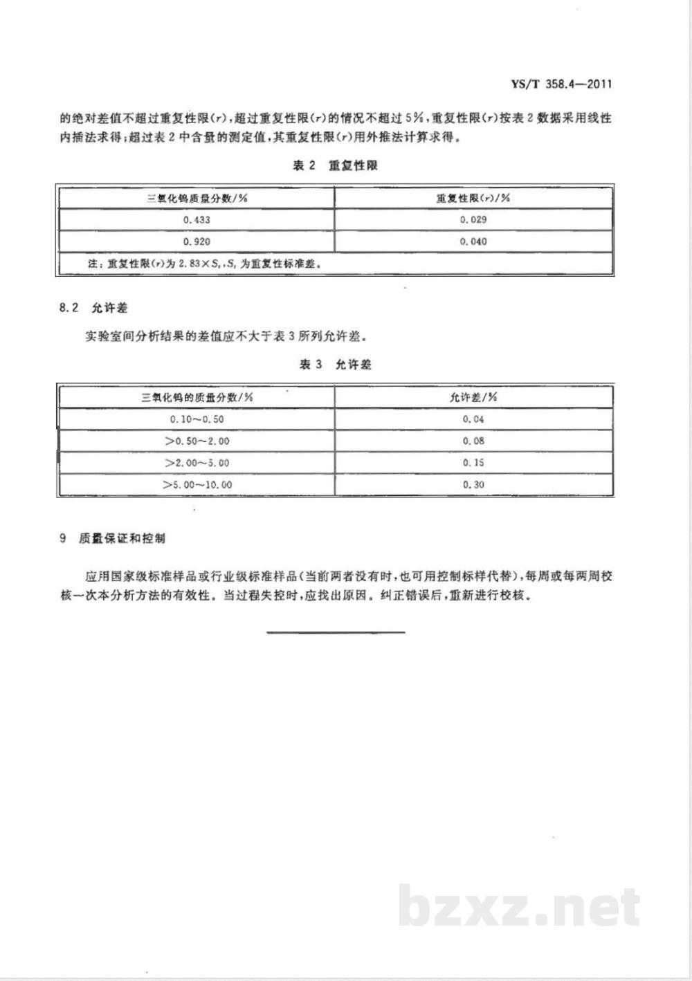 YS/T 358.4-2011钽铁、铌铁精矿化学分析方法 第4部分：三氧化钨量的测定 硫氰酸盐分光光度法 